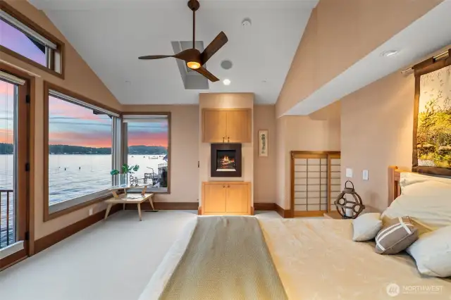 Tucked away for privacy, the owner’s suite is a peaceful retreat with water views, refined finishes, and a calm, coastal vibe. A perfect place to unwind, recharge, and take in the beauty just beyond the windows.