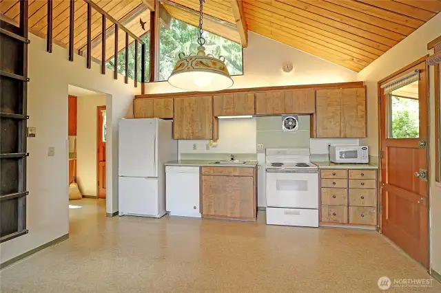 Large, vaulted ceilings with so much character.