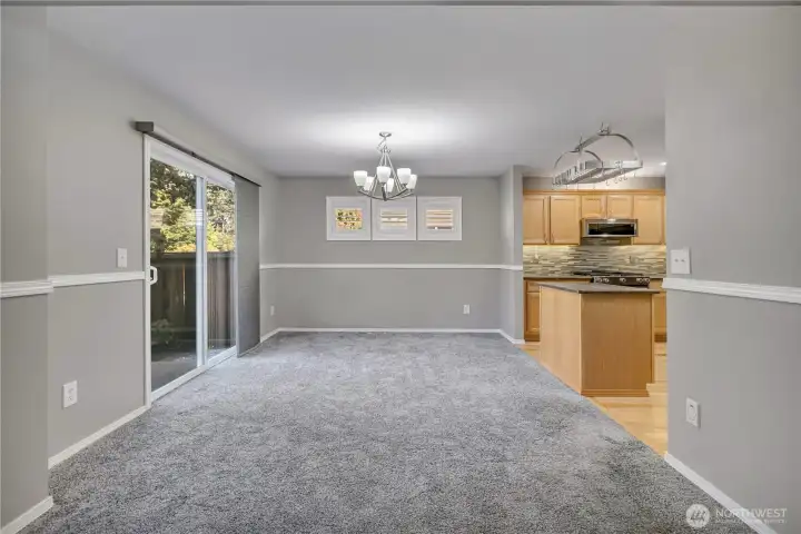 Open dining room easily connects to kitchen and living room.