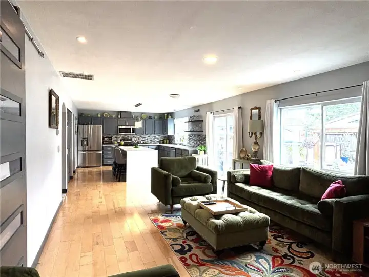 family room looking to kitchen