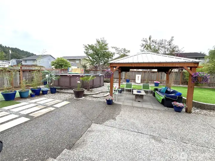 Gazebo, patio, pool and no mow yard!