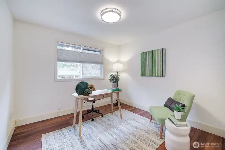 A second bedroom could serve easily as a convenient home office.