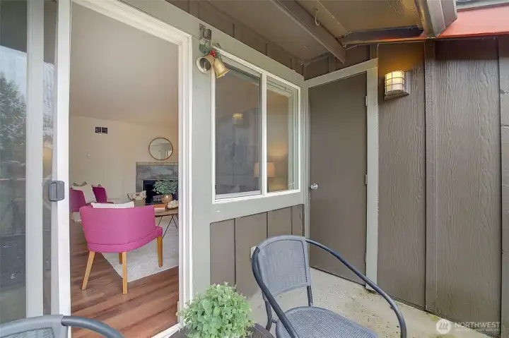 A private storage unit is located on the deck.