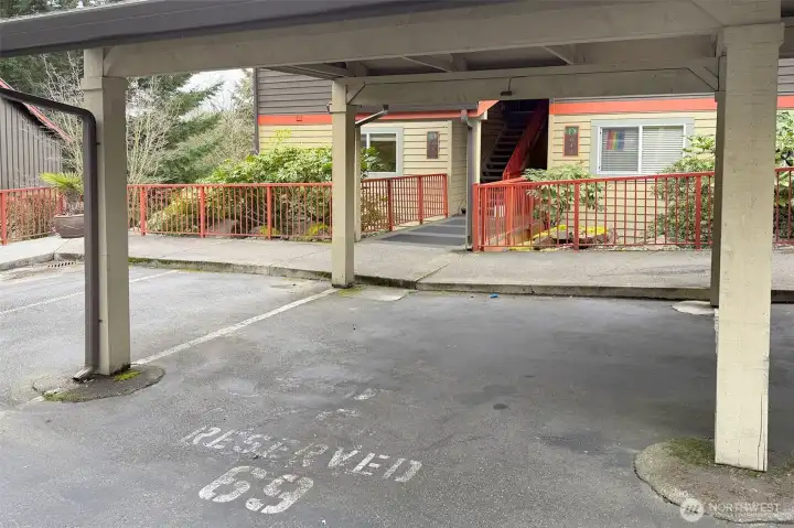 You'll have a reserved, covered parking space right outside your front door!