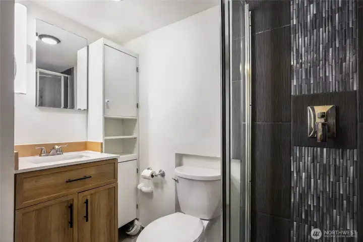 Downstairs three-quarter bath