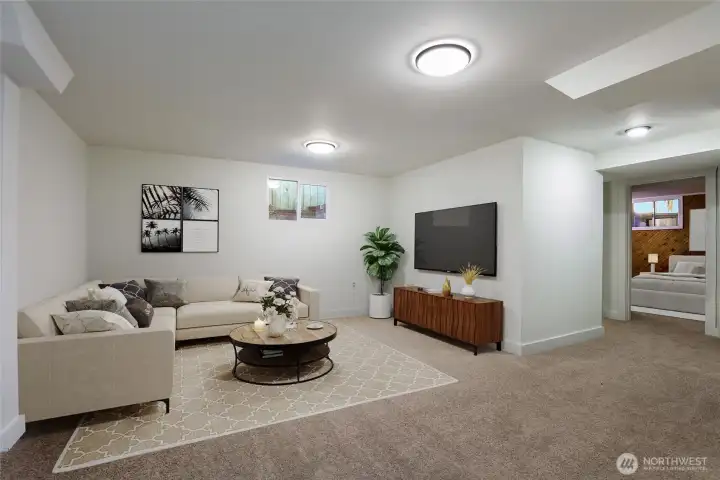 Bonus room perfect for a home office, gym or play room virtually staged