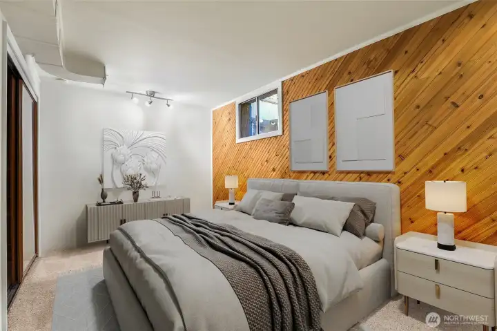 Downstairs bedroom virtually staged