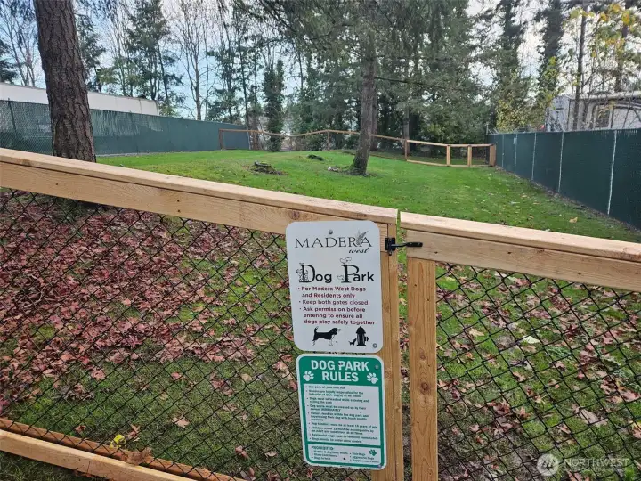 Off leash fenced dog park