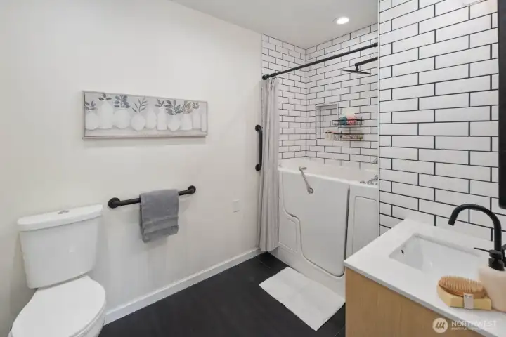 Full bath and heated flooring