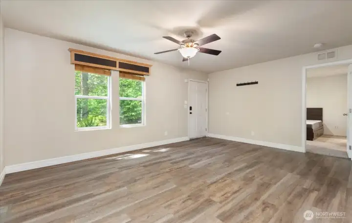 front door and living room