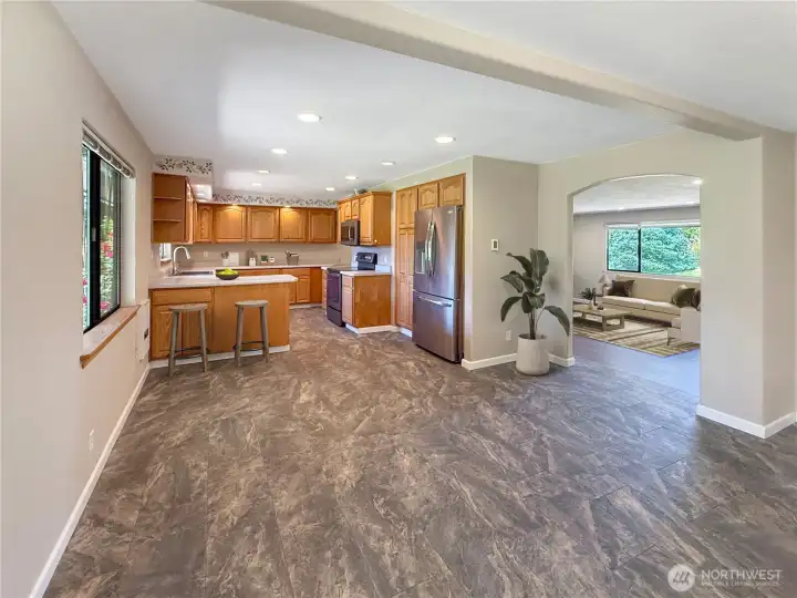 Seamless flow into dining and living spaces for easy gatherings
