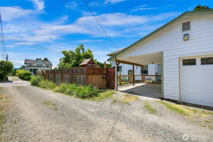 Alley access to garage/carport