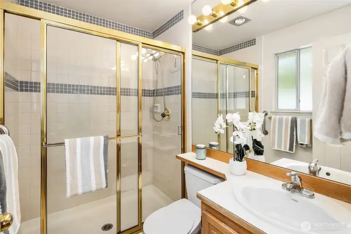 Primary bath has walk-in shower. Primary bath has walk-in shower.