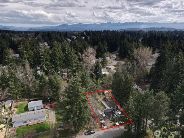Bonney Lake, WA Rhododendron Park Lot is 8,625 SQ FT. Clean up needed. 1970 garage 600 SQ Ft. single wide mobile home 1963 needs to be removed, also shed on property.