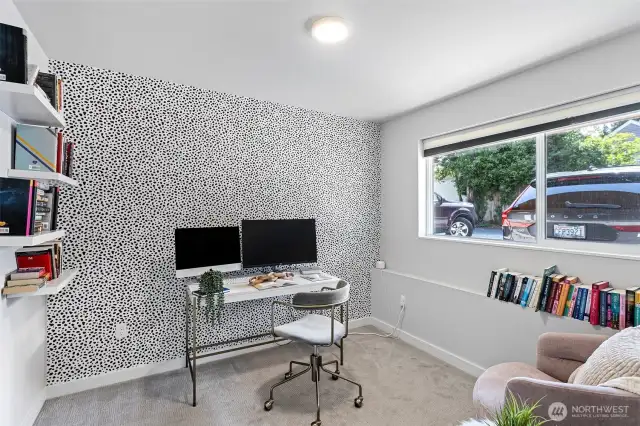 Home office with windows
