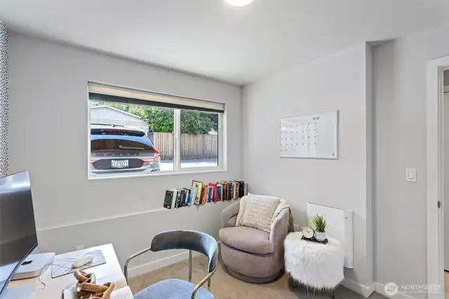 Home office with windows