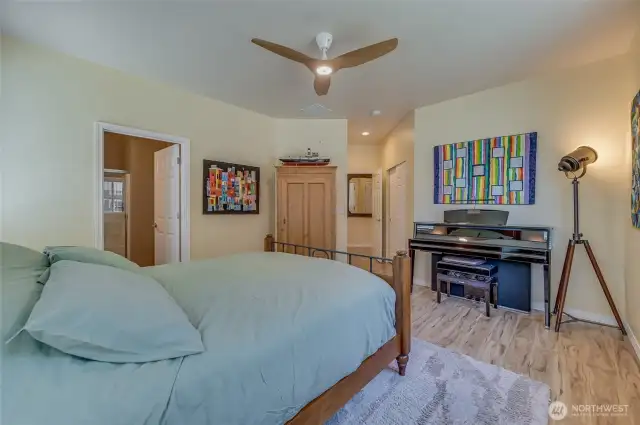 The Orchard plan home has a walk-in closet and a step-in closet in the primary bedroom.