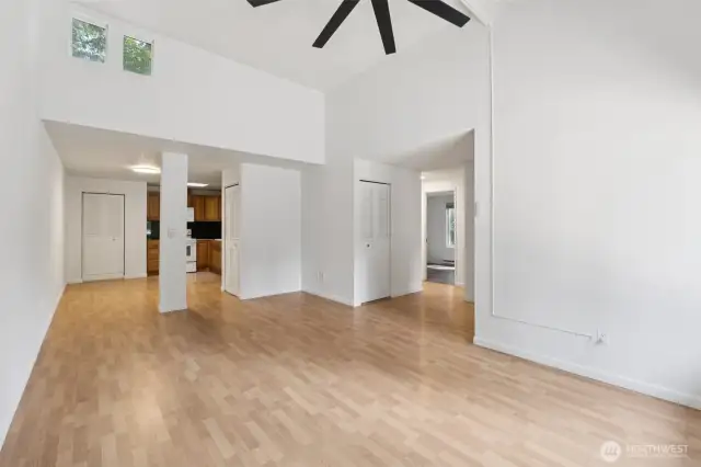 Livingroom opens to kitchen