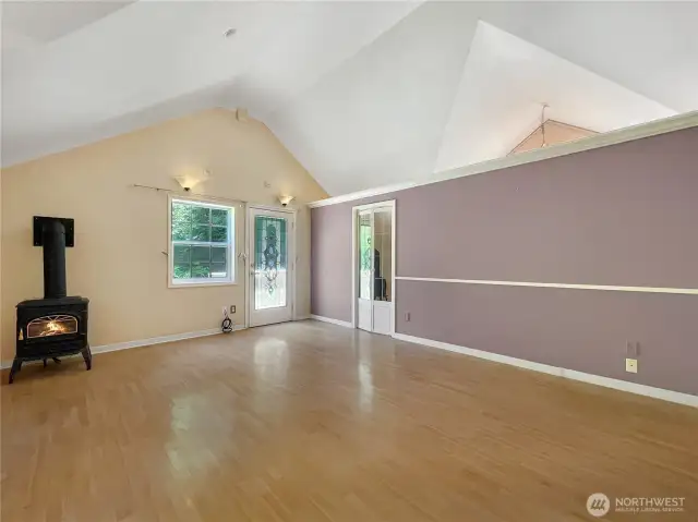 Huge Primary Bedroom with cozy stove