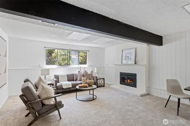 Family room with fireplace