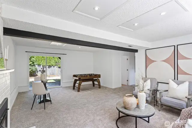 Family room with fireplace