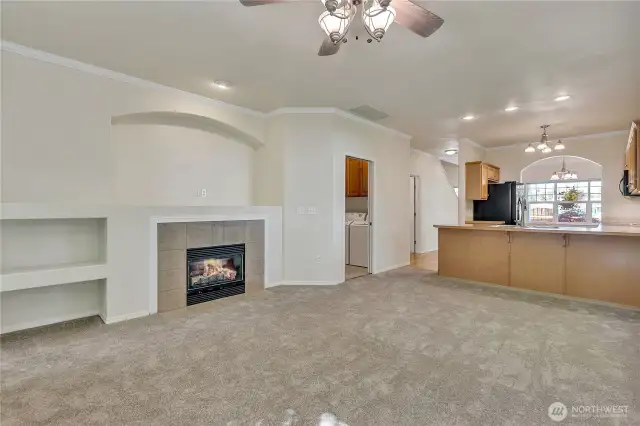 Laundry room just off the kitchen with pocket door for quiet ~