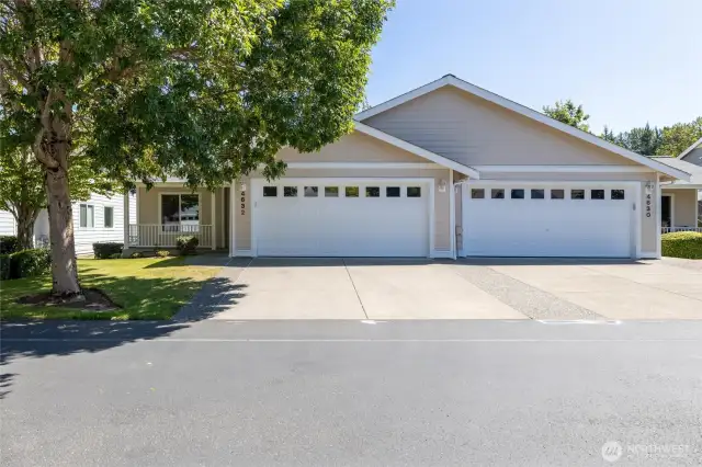 Large 2 car Garage on the left.