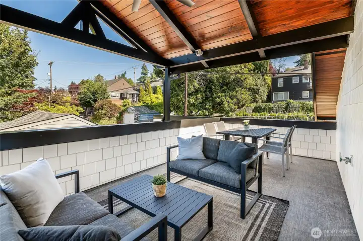 Super cool rooftop deck.