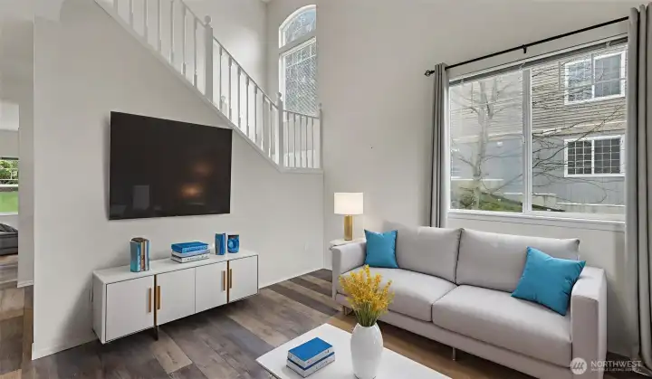 Wooden Banisters stair way.