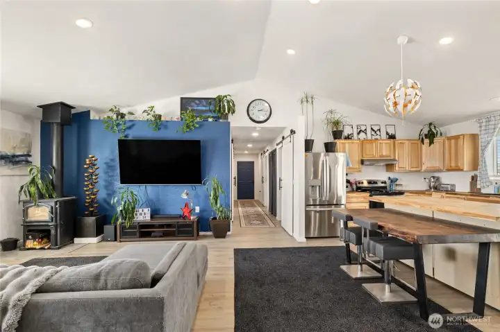 Living room showing the view of the hall.