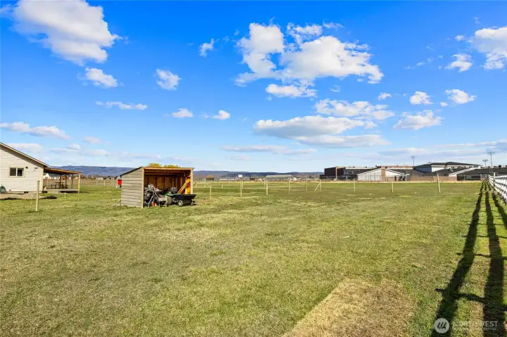 Potential pasture area with loafing shed.