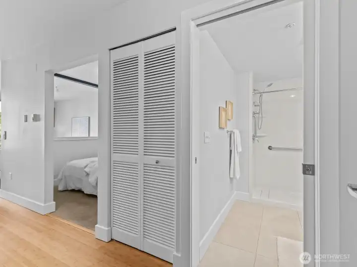 As you enter this amazing condo, you're warmly greeted by rich bamboo flooring.