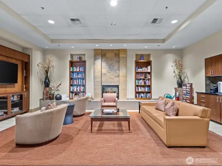 Easily accessed from wither the lobby entrance or the garage entrance, this community living room is great for meeting with the neighbors or friends.