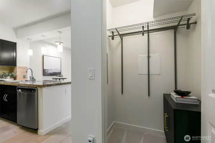A walk-in closet to keep life organized.