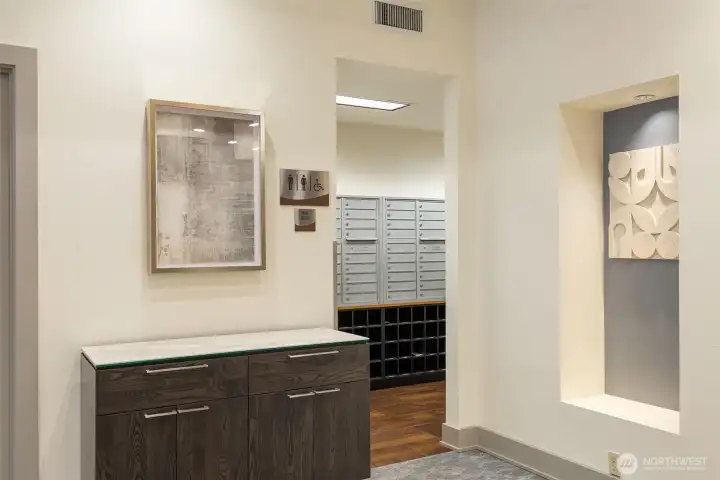 Modern condo living made easy with secure elevators, dedicated mail room, and concierge-style package delivery