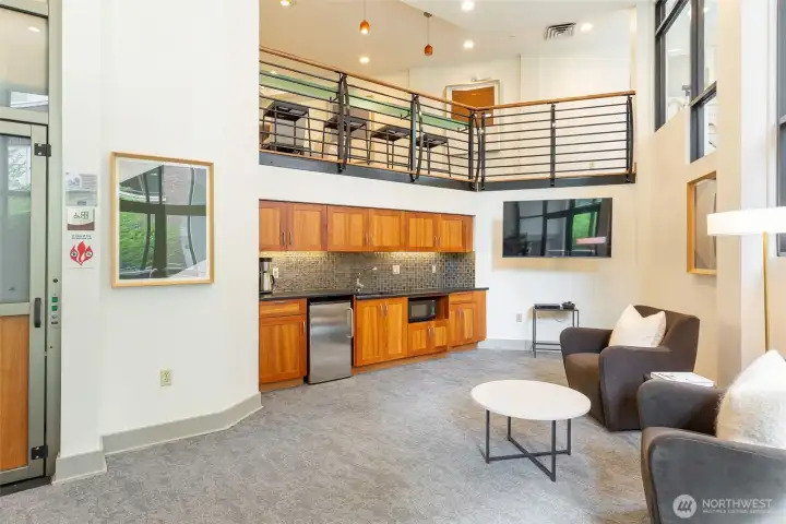 Relax, work remotely, or catch up with neighbors in the thoughtfully designed lounge and mezzanine areas.