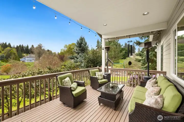 Covered back porch off kitchen.