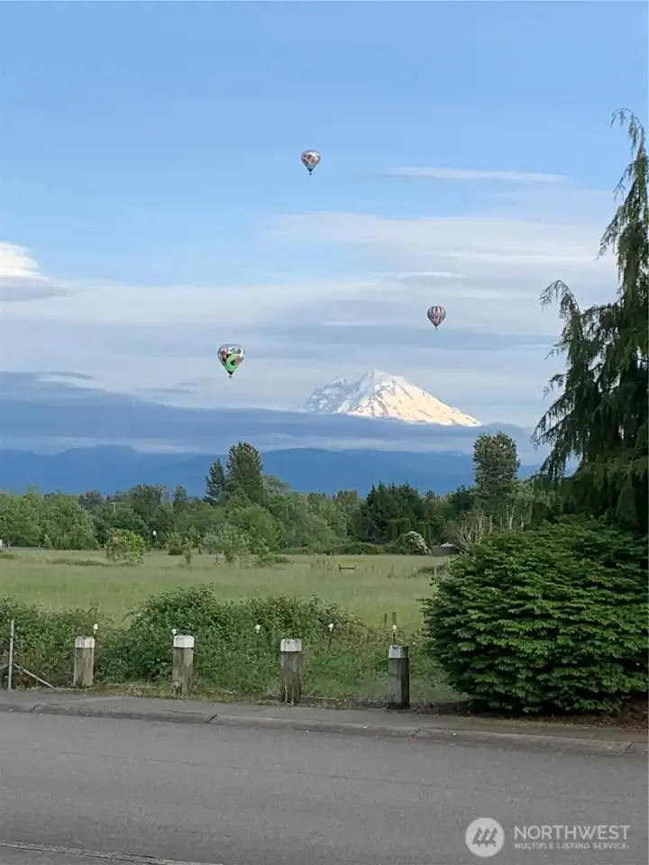 Hot air balloons frequent the neighborhood in summer and Mt. Rainier is always a great backdrop for them.  Sit on your porch and watch the views!