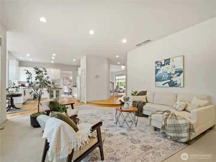 The open concept space makes this an ideal place to entertain friends.