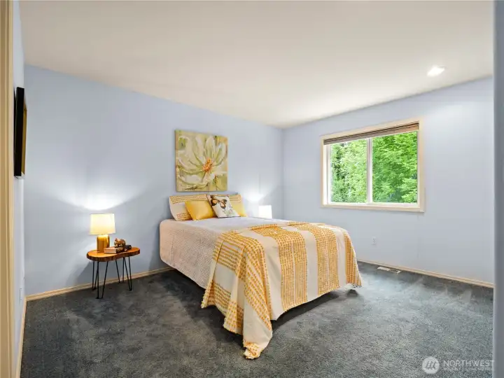 Bedroom #1. All bedrooms on the top floor have their own bathrooms.