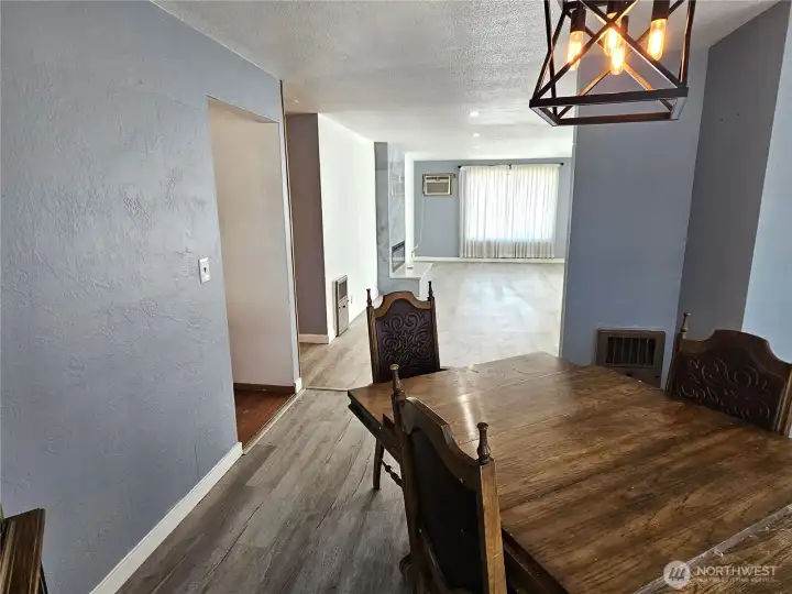 Dining looking back to living room. First door on left is to the kitchen