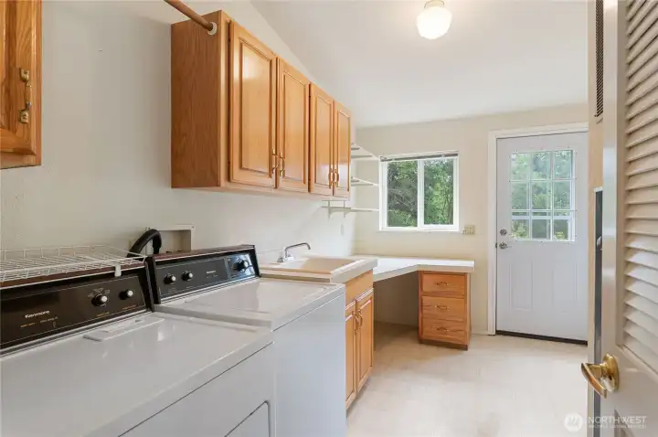 Laundry and door to backyard