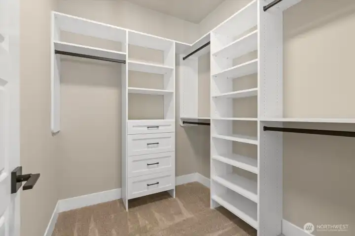 Primary Suite Walk-in Closet off the Bedroom