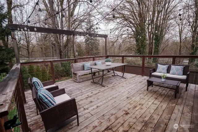 Lovely deck with entry into nice fully fenced back yard