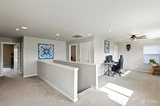 Upstairs showing loft and hallway to bedrooms