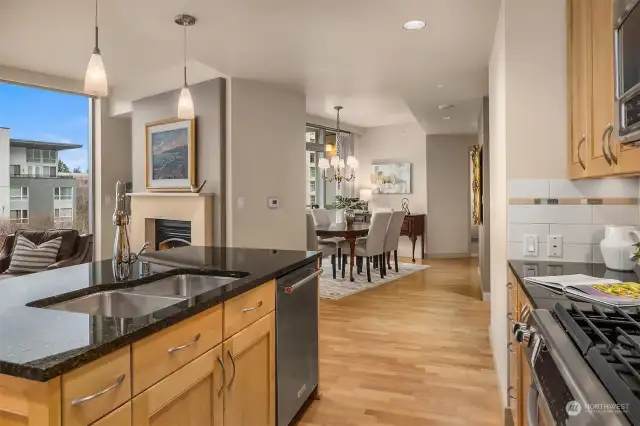 Wide open spaces highlight the beautiful hardwood floors.