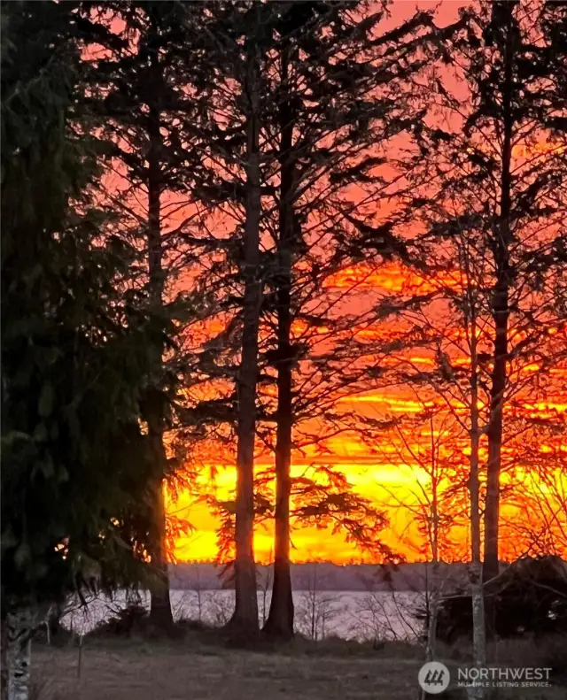 Fiery sunset west