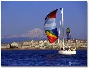 Inn at Semiahmoo, Mount Baker views, See Water tower that gives you a reference to the Marina. World class.