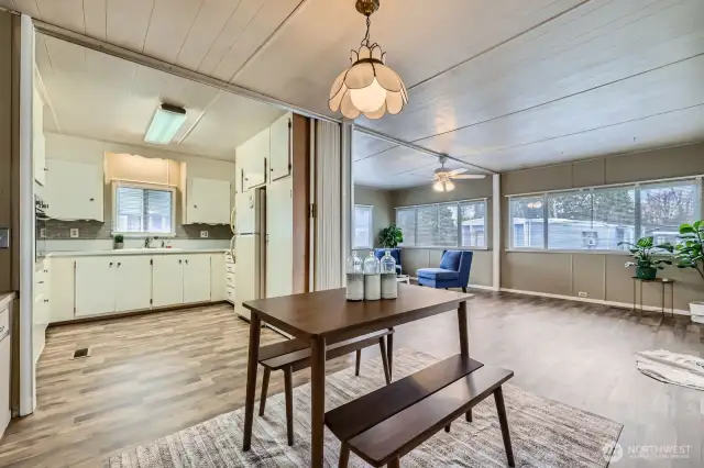 Spacious dining area.