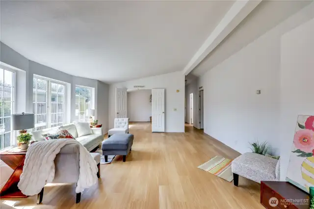 New Floors! Fresh Paint! One bedroom is through the double doors and the other 2 bedrooms are down the hall.